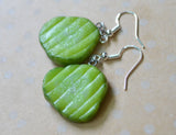 Pickle Earrings, Handmade Polymer Clay Mini Food Jewelry Pickle Dangle Earrings