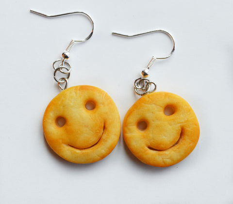 Mashed Potato Smiles Polymer Clay Mni Food Dangle Earrings