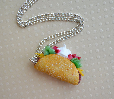 Taco Polymer Clay Food Necklace