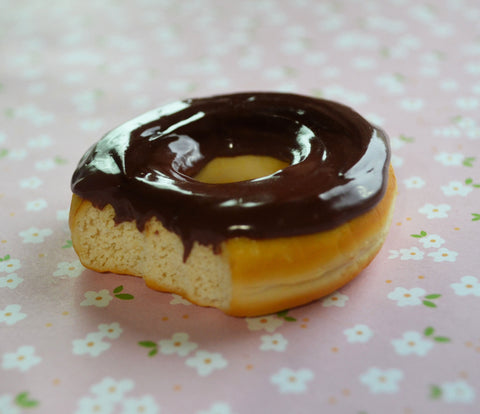 Chocolate Glazed Doughnut Food Magnet Polymer Clay Miniature Food