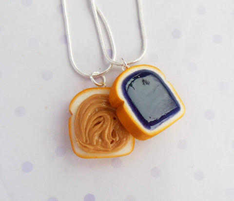 Grape Peanut butter and Jelly Best friend Friendship BFF necklaces or key chain set