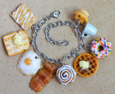 Breakfast Foods Charm Bracelet