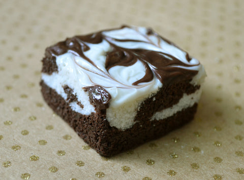 Cheesecake Brownie Magnet, Mini Polymer Clay Food Sculpture Decor
