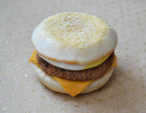 Miniature Egg Sausage And Cheese English Muffin Breakfast Sandwich Magnet Polymer Clay Mini Food Sculpture Decor