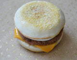 Miniature Egg Sausage And Cheese English Muffin Breakfast Sandwich Magnet Polymer Clay Mini Food Sculpture Decor