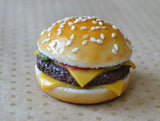 Cheeseburger Magnet, Polymer Clay Mini Food Sculpture Decor