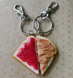 Peanut Butter and Jelly Sandwich Best Friend BFF Key Chain Set