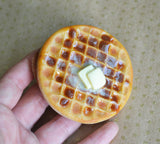 Miniature Waffle Polymer Clay Fridge Magnet, Realistic Mini Food Decor
