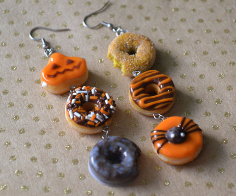Halloween Doughnut Dangle Earrings, Fall Donut Earrings