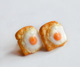Fried Egg on Toast Polymer Clay Stud Earrings