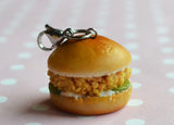 Fried Chicken Sandwich Charm, Key Chain, Necklace, Polymer Clay Mini Food