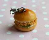 Fried Chicken Sandwich Charm, Key Chain, Necklace, Polymer Clay Mini Food