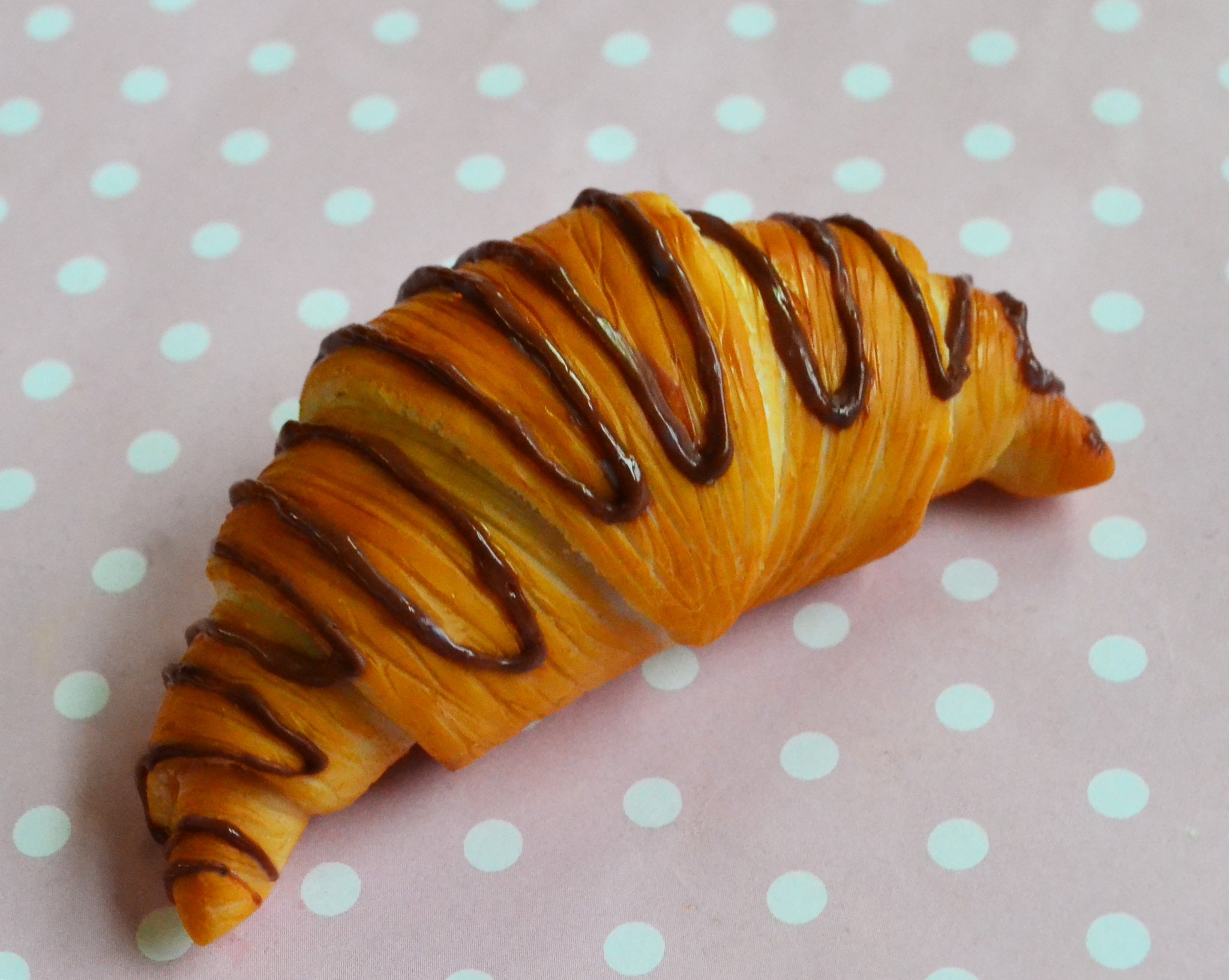Chocolate Drizzled Croissant Magnet Polymer Clay Mini Food Decor