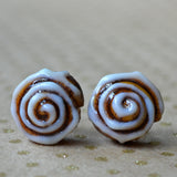 Cinnamon Roll Stud Earrings, Polymer Clay