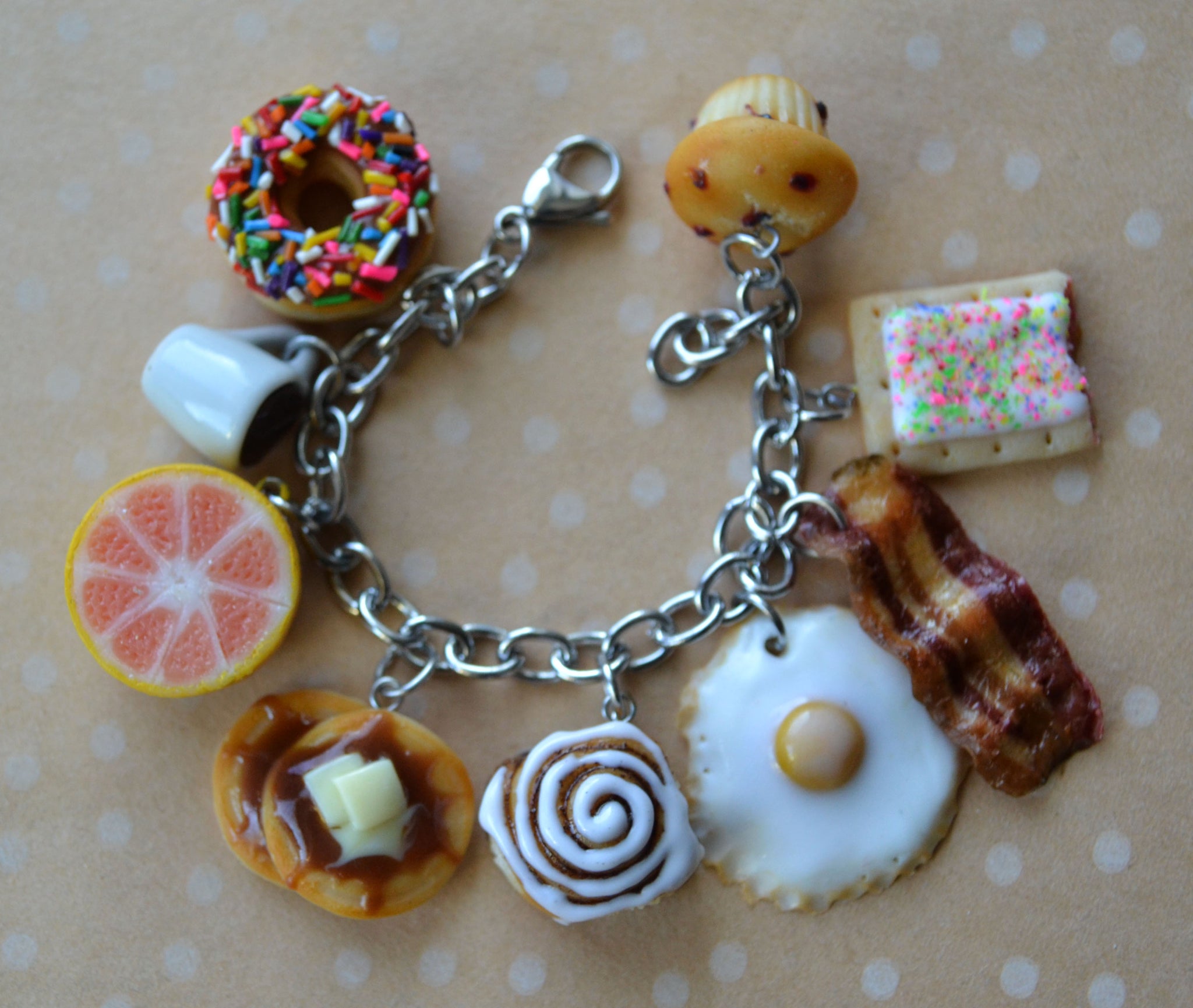 Breakfast foods charm bracelet – ScrumptiousDoodle