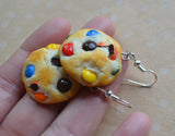 Rainbow Candy Cookie Dangle Earrings, Polymer Clay Mini Food Jewelry