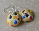 Rainbow Candy Cookie Dangle Earrings, Polymer Clay Mini Food Jewelry