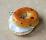 Blueberry Bagel Charm, Key Chain, Necklace