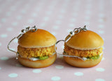 Chicken Sandwich Dangle Earrings, Polymer Clay Mini Food Jewelry
