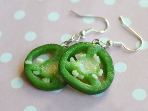 Spicy Jalapeño Slice Dangle Earrings