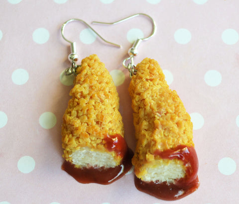 Fried Chicken Tender With Barbecue Sauce Dangle Earrings