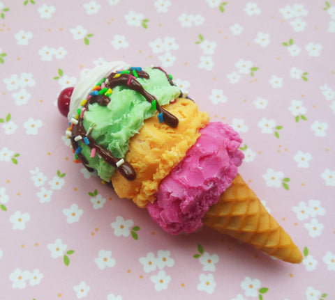 Rainbow Sherbet Ice Cream Cone Magnet