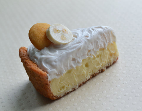 Banana Cream Pie Miniature Food Magnet, Polymer Clay