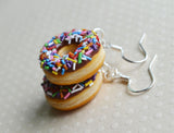 Chocolate Doughnut with Rainbow Sprinkles Hook Earrings