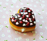 Chocolate Heart Sprinkles Polymer Clay Doughnut Magnet