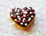 Chocolate Heart Sprinkles Polymer Clay Doughnut Magnet