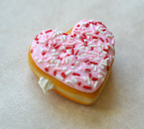 Polymer Clay Heart Shaped Doughnut Valentine's Day Pink Sprinkles