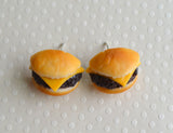 Cheeseburger Stud Earrings Polymer Clay Food Jewelry