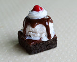 Brownie Sundae Miniature Polymer Clay Charm or Key Chain