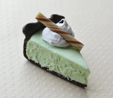 Grasshopper Mint Chocolate Pie Slice Mini Food Fridge Magnet, Polymer Clay