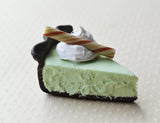 Grasshopper Mint Chocolate Pie Slice Mini Food Fridge Magnet, Polymer Clay