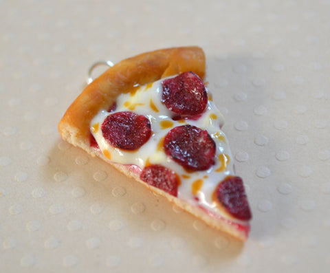 Pepperoni Pizza Charm, Key Chain, Stitch Marker, Polymer Clay