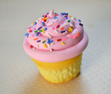 Strawberry Vanilla Rainbow Sprinkles Cupcake Polymer Clay Miniature Food Magnet