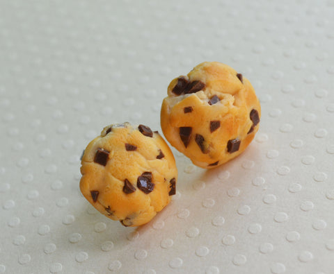 Chocolate Chip Cookie Stud Earrings, Polymer Clay Food Earrings