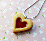 Linzer Cookie Necklace, Miniature Food Necklace, Polymer Clay