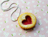 Linzer Cookie Necklace, Miniature Food Necklace, Polymer Clay