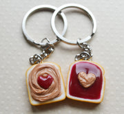 Peanut Butter and Jelly Best Friend Key chain Set, Strawberry, I Heart You