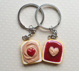 Peanut Butter and Jelly Best Friend Key chain Set, Strawberry, I Heart You