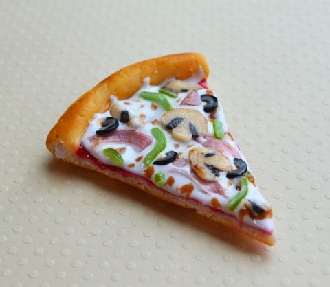 Veggie Lovers Pizza Slice Magnet , Polymer Clay mini food magnet