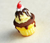 Ice Cream Sundae Cupcake Miniature Food Magnet, Polymer Clay