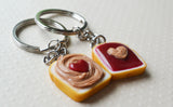 Peanut Butter and Jelly Best Friend Key chain Set, Strawberry, I Heart You
