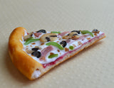 Veggie Lovers Pizza Slice Magnet , Polymer Clay mini food magnet