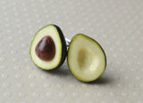 Avocado Earrings, Polymer Clay Miniature Food Jewelry Stud Earrings