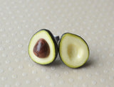 Avocado Earrings, Polymer Clay Miniature Food Jewelry Stud Earrings