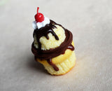 Ice Cream Sundae Cupcake Miniature Food Magnet, Polymer Clay