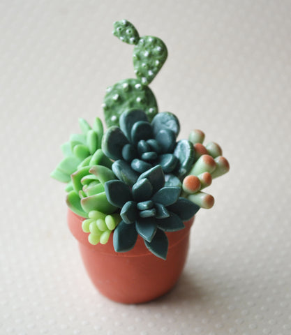Faux Succulent Arrangement, Polymer Clay Mini Plant , DIVINITY